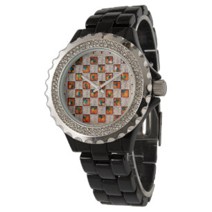 Relógio De Pulso Mulheres Decorativas-Rinoestone-Black-Enamel-Watch