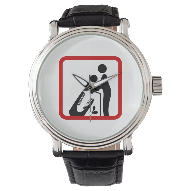 Relógio De Pulso Não alimente o bebê ao sinal de zoológico de croco (Frente)