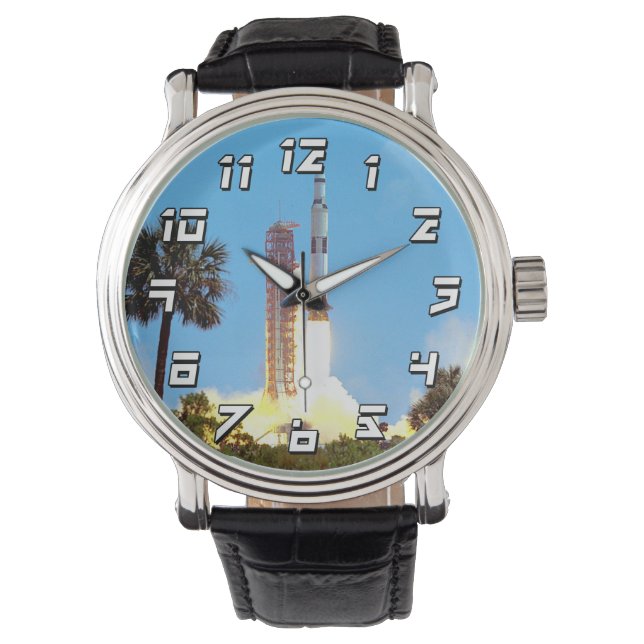 Relógio De Pulso NASA Apollo 16 Saturn V Rocket Launch (Frente)