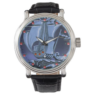 Relógio De Pulso NAVIO ANTICO, ONDAS MARÍTIMAS, Marinho azul