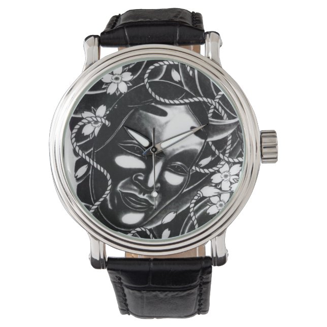 Relógio De Pulso Noh Mask Japonês Tattoo Watch (Frente)