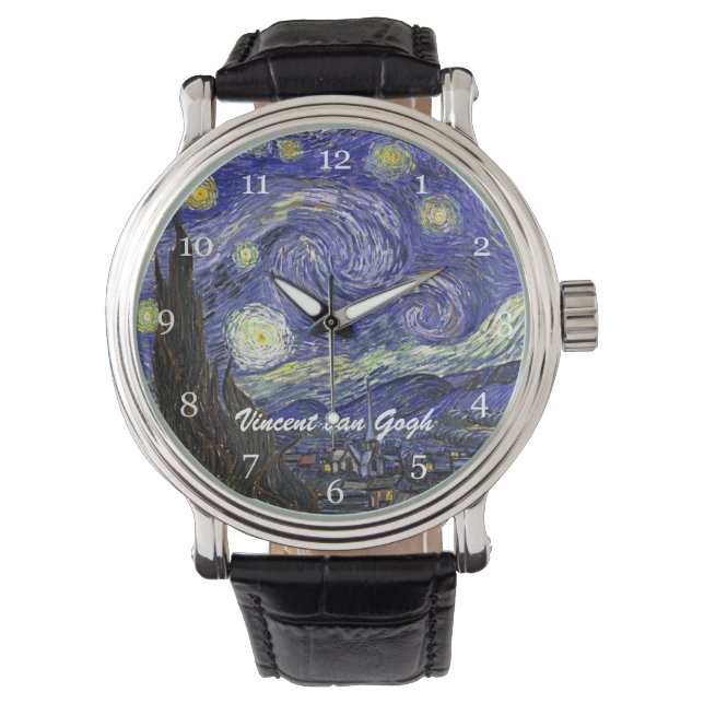 Relógio De Pulso Noite estrelada, crianças de arte assistem. (Frente)