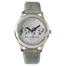 Relógio De Pulso Notas musicais em preto e cinza personalizadas