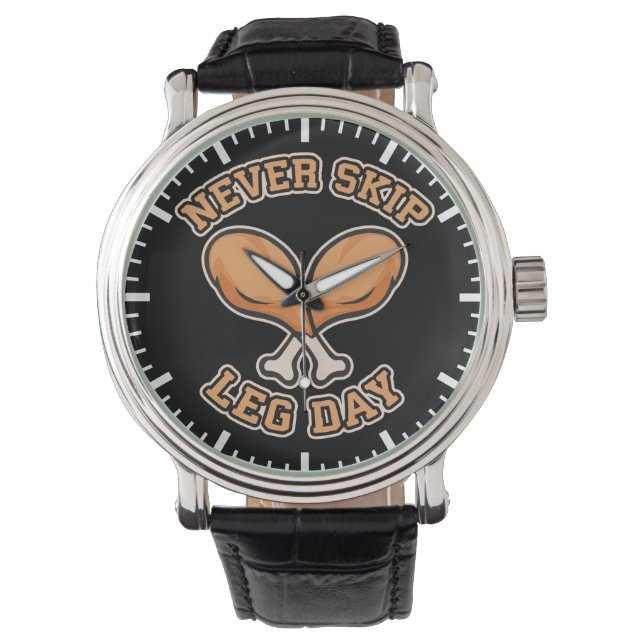 Relógio De Pulso Nunca Ignore o Dia da Perna - Drumstick de frango  (Frente)