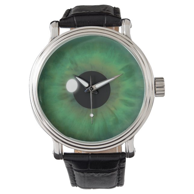 Relógio De Pulso Olho Verde legal Iris Eyeball Personalizado Relógi (Frente)