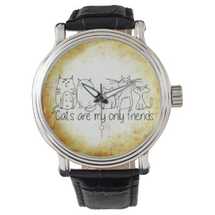 Relógio De Pulso Os Gatos São Os Meus Únicos Amigos A Ver Couro Vin