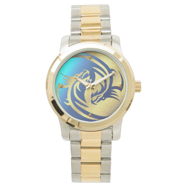 Relógio De Pulso Ouro Dragon Yin-Yang Watch (Frente)