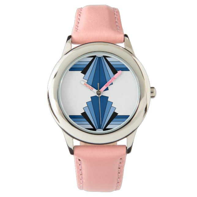 Relógio De Pulso Padrão Art Deco em Blues (Frente)