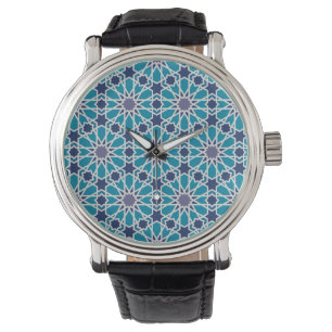 Relógio De Pulso Padrão De Abstrato Em Azul E Cinza