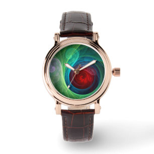 Relógio De Pulso Padrão de cor de Abstrato de arte flexível de temp