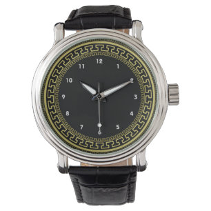 Relógio De Pulso Padrão Dourado Grego Antigo e Antigo