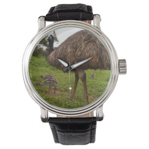 Relógio De Pulso Pai E Bebê Emus A Caminhar,