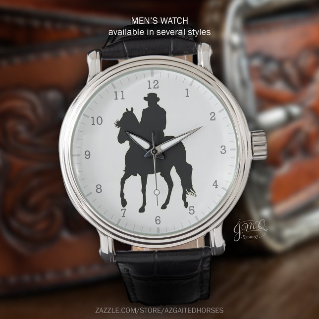 Relógio De Pulso Paso Fino Horse e Rider Silhouette (Classic Paso Fino rider silhouette watch design ⌚🐎)