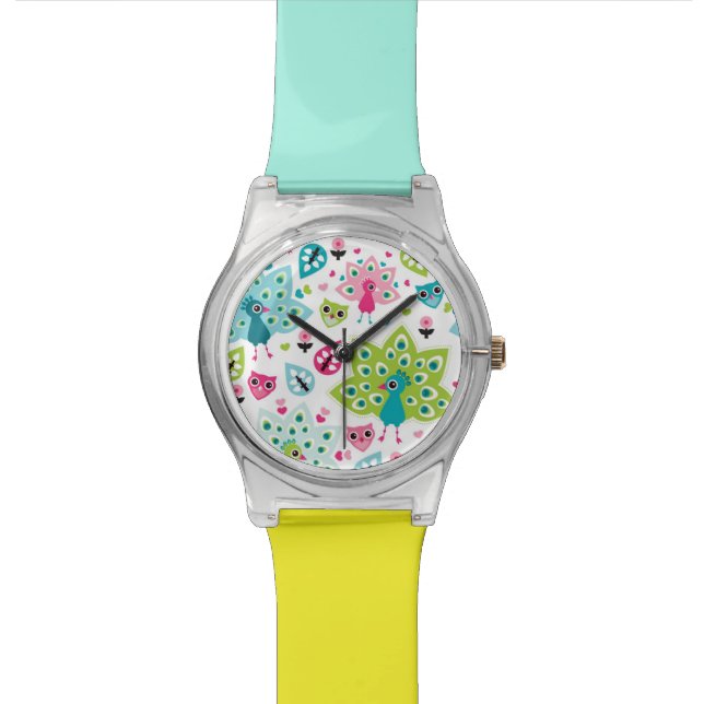 Relógio De Pulso pássaro e coruja do pavão (Detalhe)