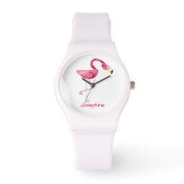 Relógio De Pulso Pássaro Flamingo Rosa Personalizado