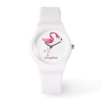 Relógio De Pulso Pássaro Flamingo Rosa Personalizado