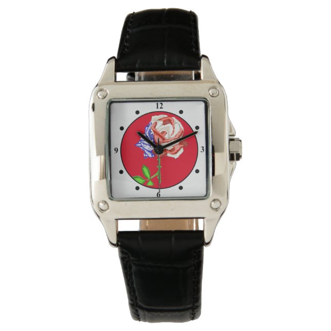 Relógio De Pulso Paterna Rosa de Bandeira Patriótica (Frente)