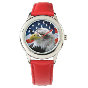 Relógio De Pulso Patriotic Bald Eagle American Flag Watch