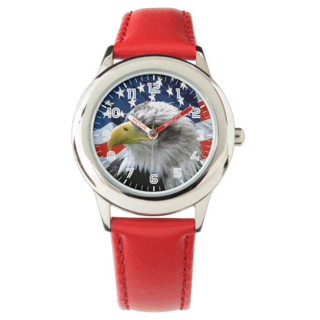 Relógio De Pulso Patriotic Bald Eagle American Flag Watch (Frente)