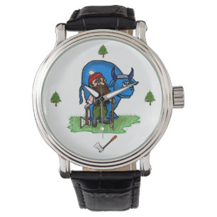 Relógio De Pulso Paul Bunyan Watch com árvores e Ax