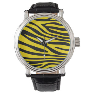 Relógio De Pulso Peles de impressão zebra (preto e amarelo)