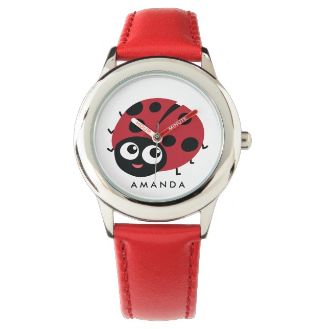 Relógio De Pulso Pequeno e Bonito Red Ladybug Personalizado (Frente)