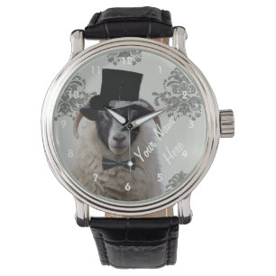 Relógio De Pulso Personagem de ovelha engraçada personalizada