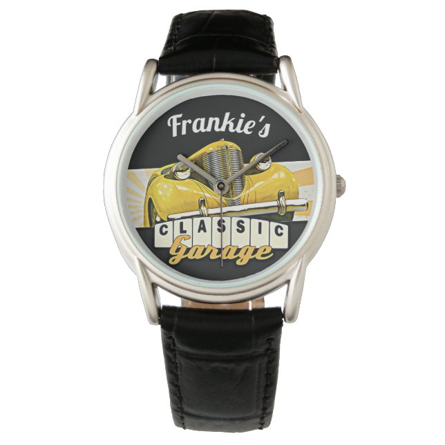 Relógio De Pulso Personalizado | Seu nome | Garagem Clássica (Frente)