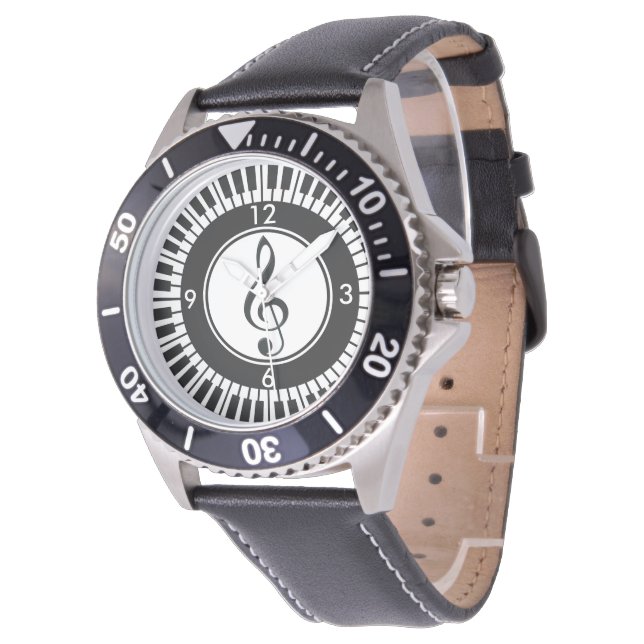 Relógio De Pulso Piano Keys e Treble Clef Wristwatch (Angular)