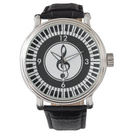 Relógio De Pulso Piano Keys e Treble Clef Wristwatch