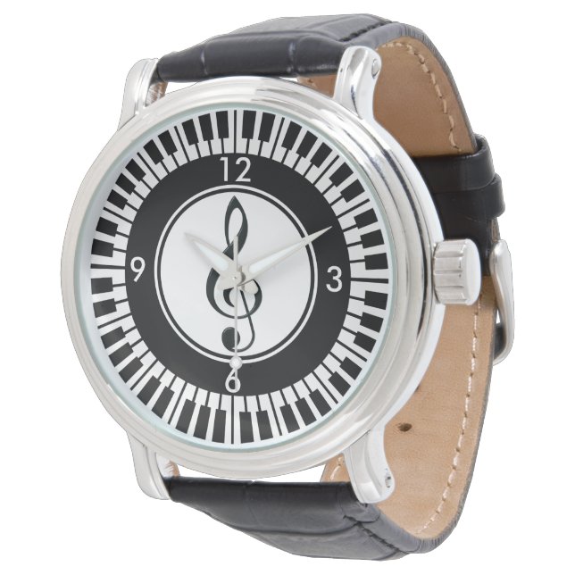 Relógio De Pulso Piano Keys e Treble Clef Wristwatch (Angular)