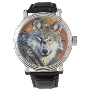 Relógio De Pulso Pintura da arte do lobo cinzento