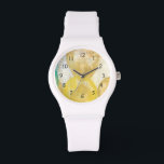 Relógio De Pulso Pintura de Abstrato moderna em Newsprint<br><div class="desc">O Romance está a bater a cabeça nesta pintura de Jennifer Goldberger. Os círculos e as formas de futebol estão em camadas sobre um fundo de jornal,  ocultando a maior parte das palavras. Alguns chegam,  especialmente o romance. Uma seleção de vanguarda que faria um excelente adicional na sua parede!</div>