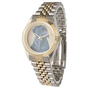 Relógio De Pulso pintura de cão labrador preto design de arte origi