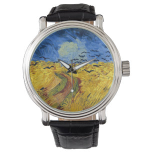 Relógio De Pulso Pintura impressionista Campos de Trigo de Van Gogh