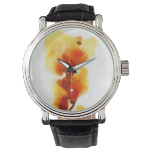 Relógio De Pulso pinturas a aquarela floral de abstrato 2