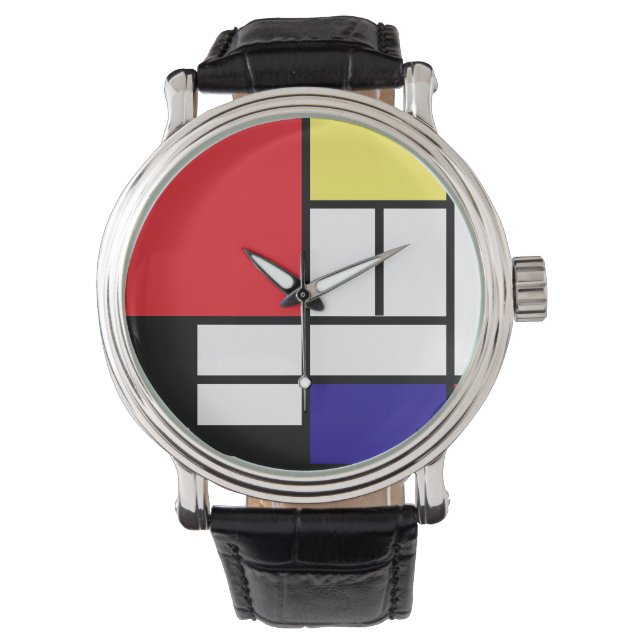 Relógio De Pulso PixDezines Mondrian Art (Frente)