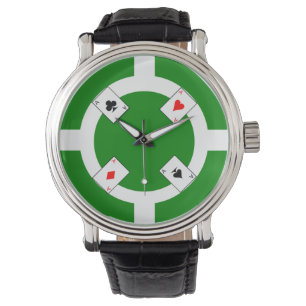 Relógio De Pulso Poker Chip - Verde