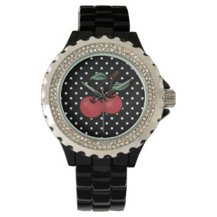 RELÓGIO DE PULSO PONTOS DE POCA ROCKABILLY CHERRY WRIST WATCH