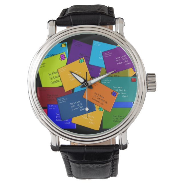 Relógio De Pulso Postal Worker Watch Letters Design (Frente)