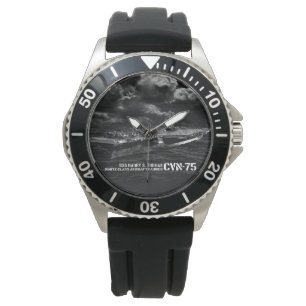 Relógio De Pulso Preto Rubb do protetor da coroa de CVN-75 Harry S.
