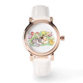 Relógio De Pulso Primavera Theme Bunnies Páscoa Watch