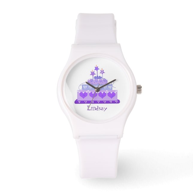 Relógio De Pulso Princesa Bolo com Nome (Frente)