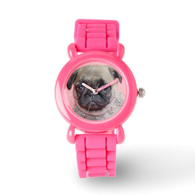 Relógio De Pulso Pug Princess Wrist Watch (Frente)