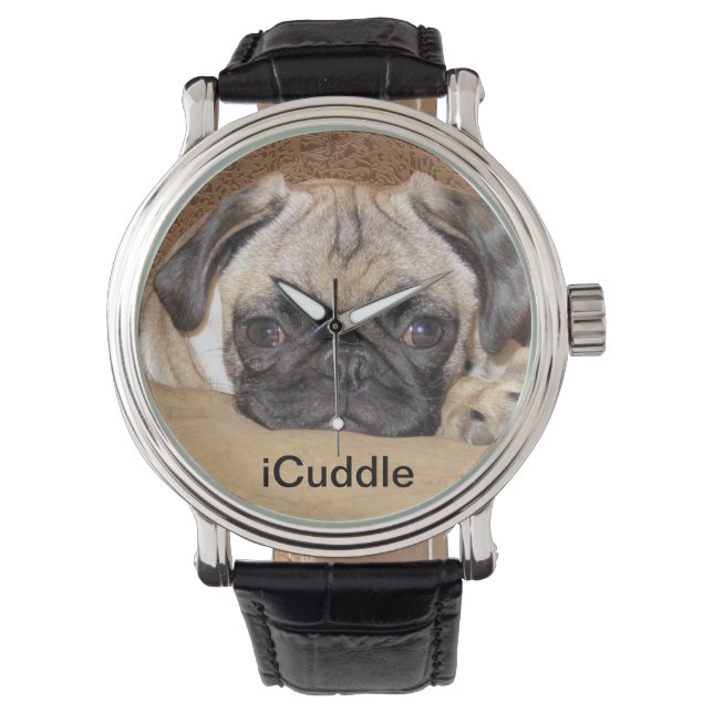 Relógio De Pulso Puppy iCuddle Pug Adorável (Frente)