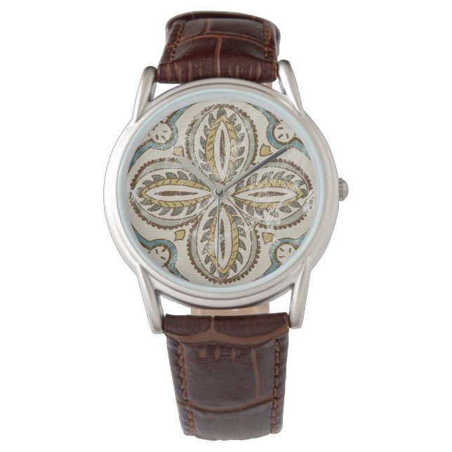 Relógio De Pulso Quadrado de Batik não embelezado III (Frente)