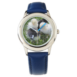 Relógio De Pulso Quatro pintinhos de frango preto e amarelo