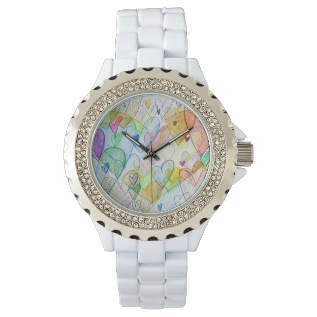 Relógio De Pulso Rainbow Community Hearts Custom Art Watch Design (Frente)