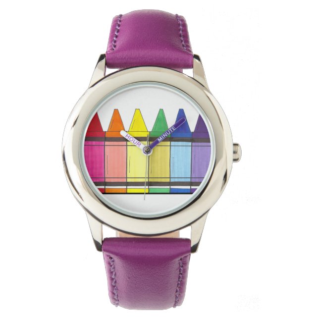 Relógio De Pulso Rainbow Crayons Artista Arte Teacher Pride Watch (Frente)