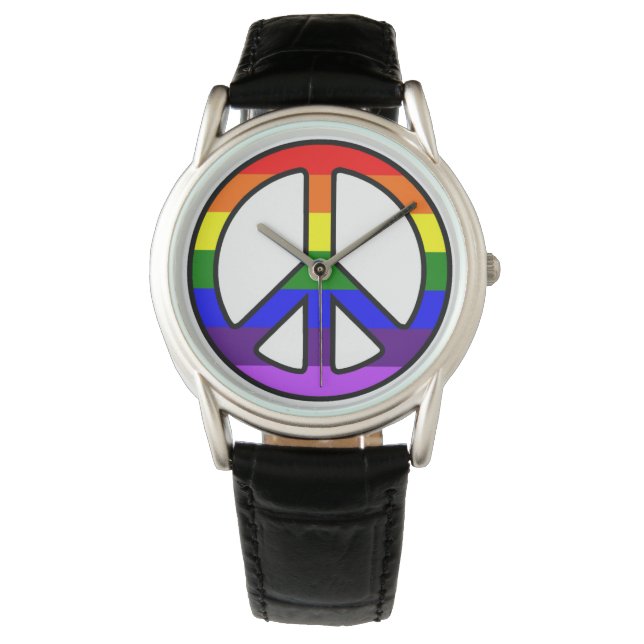 Relógio De Pulso Rainbow Peace Sign Watch (Frente)